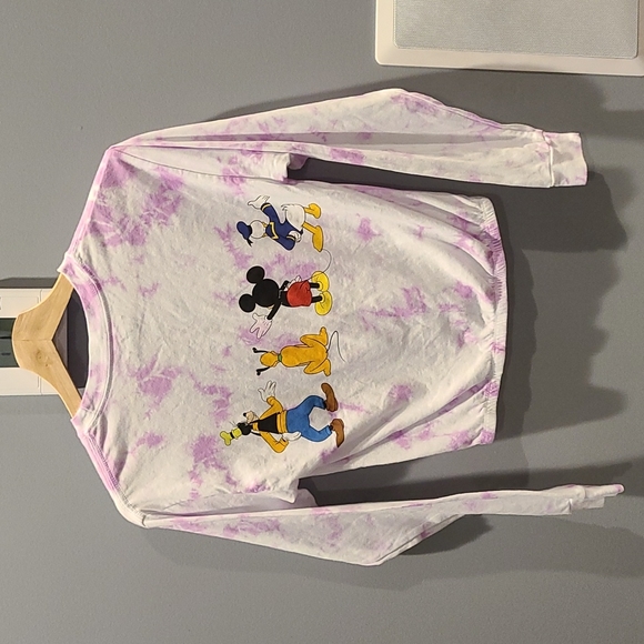 Disney Front/Back Characters Tie Dye Gathered Long Sleeve Tee Sz. XS - Picture 3 of 6